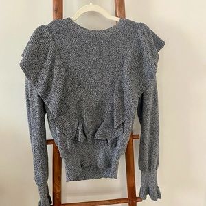 LELIS Anthropologie Gray Ruffle Sweater Size Medium
